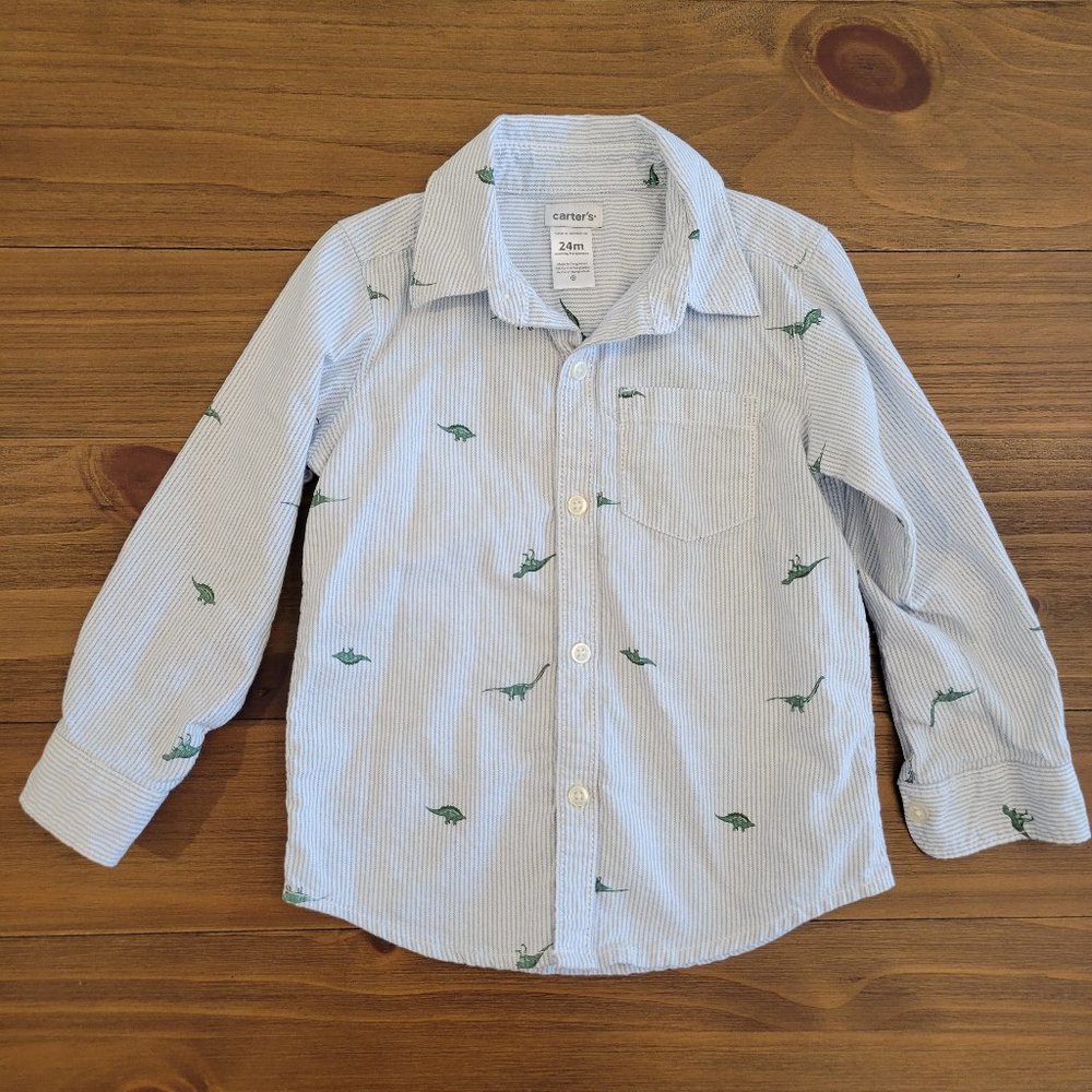 Infant Toddler Dinosaur Christmas Holiday Dress Shirt 24 Months Carter's